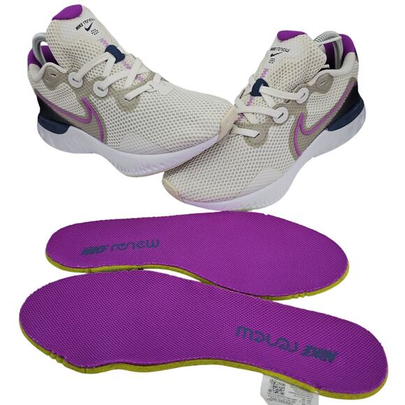 Nike Renew Run Platinum Tint Vivid Purple Womens 8.5 Shoes Sneakers - Picture 3 of 12